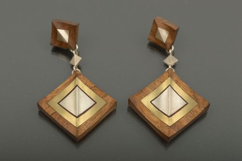 Handmade fashionable  earrings wooden accessories perfect gift stylish jewelry - MADEheart.com