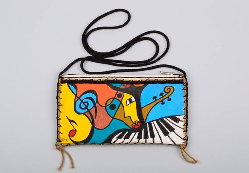 Sac à bandoulière en tissu fait main multicolore avec peinture pour femme - MADEheart.com