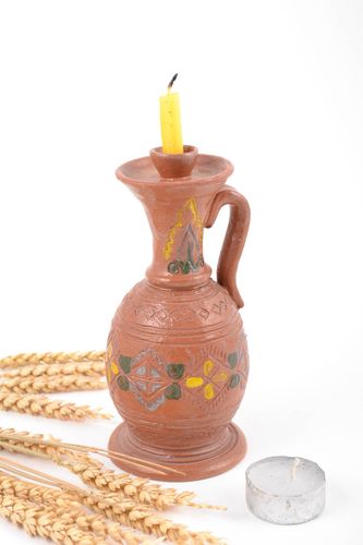 Einzigartiger ungewöhnlicher handmade Kerzenhalter aus Holz Milchbrenen Technik  - MADEheart.com