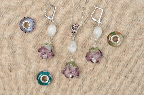 Juego de bisutería artesanal accesorios para mujer regalo original Flores - MADEheart.com