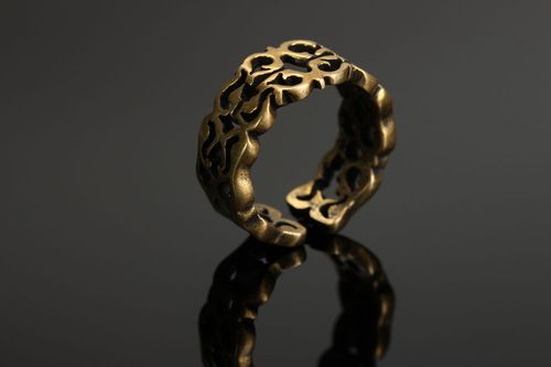 Bronze ring Ornamental Script - MADEheart.com
