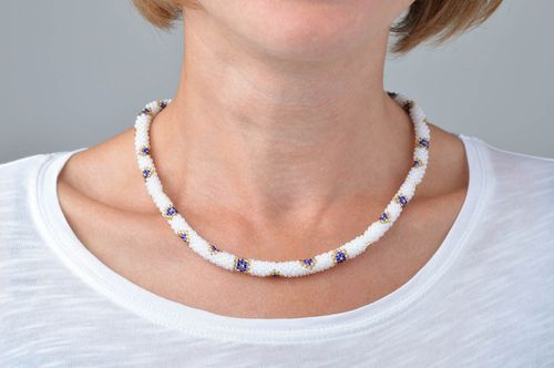 Handmade beaded cord necklace woven bead necklace beaded necklace designs - MADEheart.com