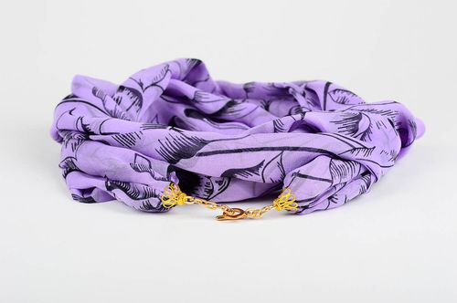 Sciarpa bella di chiffon fatta a mano accessorio da donna viola leggera - MADEheart.com