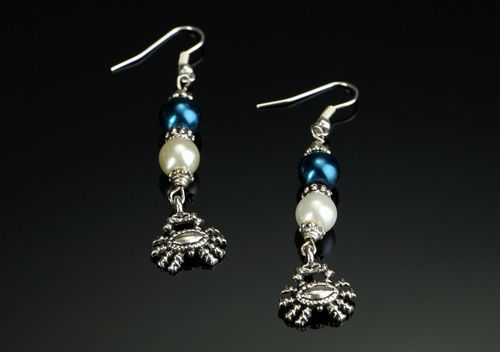 Steel earrings with pearls Pearl crab - MADEheart.com