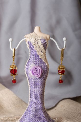 Beautiful evening female brass earrings with Czech crystal handmade jewelry - MADEheart.com