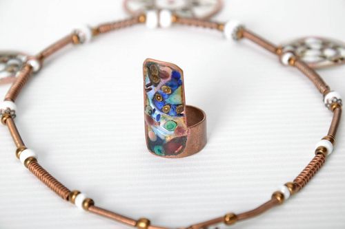 Copper Ring Made Using Hot Enamel Technique - MADEheart.com