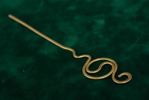 Handmade stylish brass hairpin wire wrap technique large designer accessory - MADEheart.com