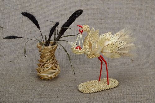 Estatueta de palha Cegonha - MADEheart.com