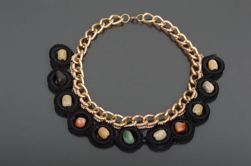 Beautiful handmade gemstone beaded necklace crochet necklace cool jewelry - MADEheart.com