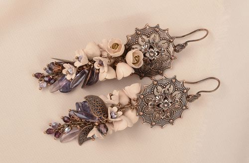 Damen Ohrringe handmade Polymer Clay Schmuck Ohrhänger Modeschmuck lang - MADEheart.com