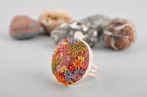 Handmade ring designer accessory unusual jewelry gift for women clay jewelry - MADEheart.com