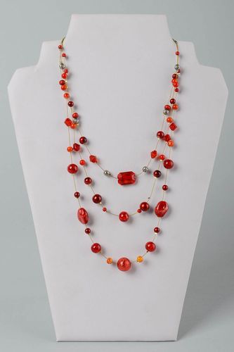 Handmade necklace glass necklace wooden bead necklace fashion accessories - MADEheart.com