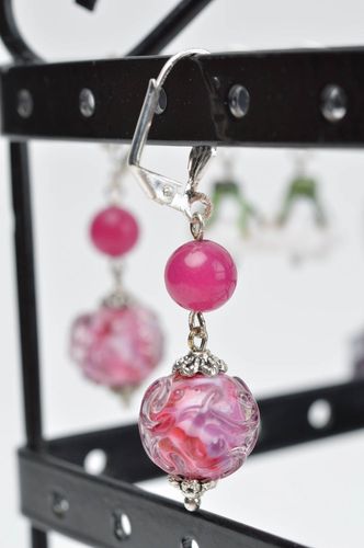 Unusual glass earrings handmade stylish earrings female cute accessory - MADEheart.com