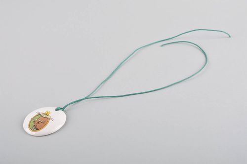 Handmade Anhänger aus Ton schöner Halsketten Anhänger Damen Modeschmuck rund - MADEheart.com