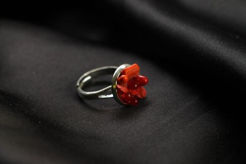 Unusual red cyberpunk ring - MADEheart.com