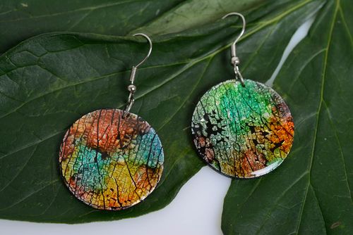 Earrings made of polymer clay with decoupage technique handmade jewelry - MADEheart.com