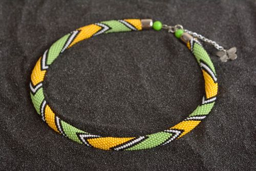 Rocailles Kette Damen Collier handmade Halskette Damen Halskette Frauen grell - MADEheart.com