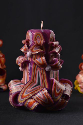 Advent carved candle décor 5,91 inch gift candle for women with cotton cord 0,78 lb - MADEheart.com