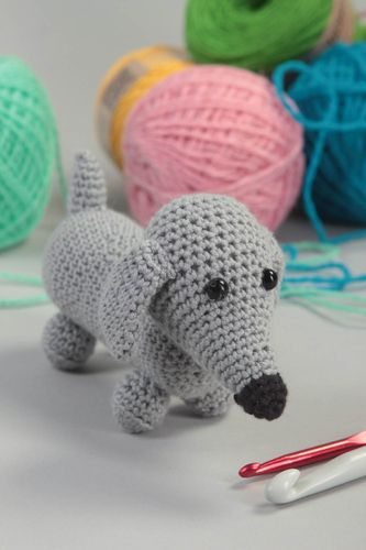 Juguete artesanal tejido a ganchillo gris peluche para niños regalo original  - MADEheart.com