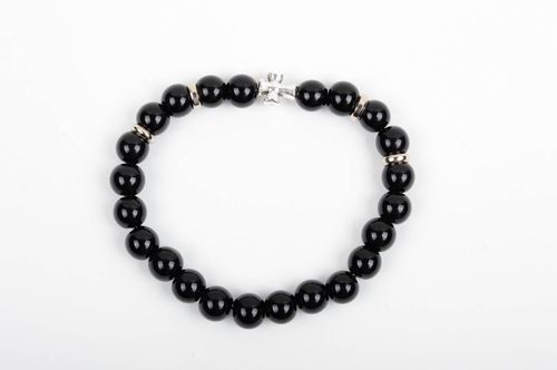 Bracelet en pierres naturelles fait main noir design élégant cadeau pour femme - MADEheart.com