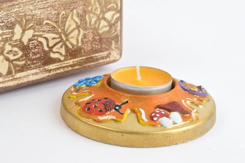 Portavelas artesanal pintado elemento decorativo de yeso regalo original - MADEheart.com