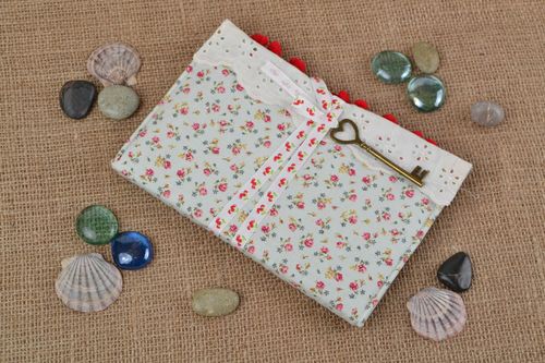 Unusual handmade designer notebook with fabric cover scrapbooking - MADEheart.com