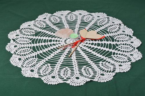 Handmade openwork napkin round crocheted napkin home decor ideas lace napkin  - MADEheart.com