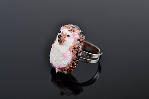 Кольцо ручной работы ежик кольцо для девушек украшение из полимерной глины - MADEheart.com