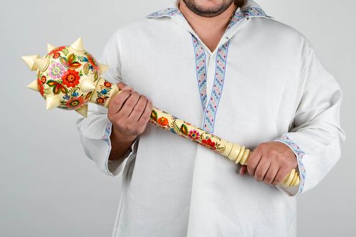 Handmade wooden mace weapon decorative painted mace decorative use only - MADEheart.com