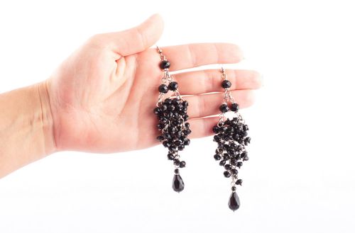 Handmade designer cute earrings female elegant earrings black evening jewelry - MADEheart.com