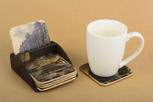 Unusual handmade coasters stylish lovely hot pads painted kitchen accessories - MADEheart.com
