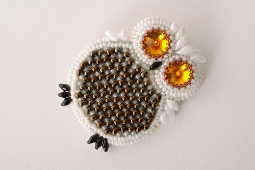 Broche en perles de rocaille en forme de hibou - MADEheart.com