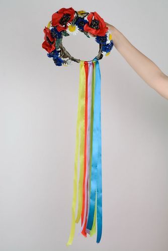 Grinalda para cabelo com flores de couro  - MADEheart.com