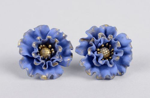 Boucles doreilles clous Bijou fait main design Accessoire femme bleu clair - MADEheart.com
