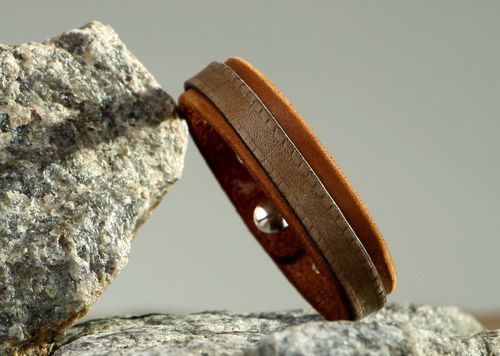 Brown leather bracelet for the arm  - MADEheart.com