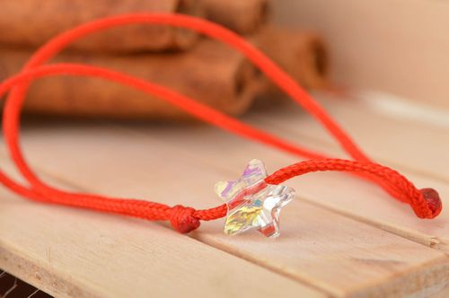 Red silk thread bracelet with star handmade designer accessory for every day - MADEheart.com