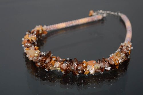 Beaded necklace with natural stones - MADEheart.com