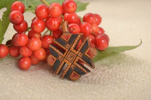 Wooden jewelry handmade cross pendant ethnic jewellery religious gifts - MADEheart.com