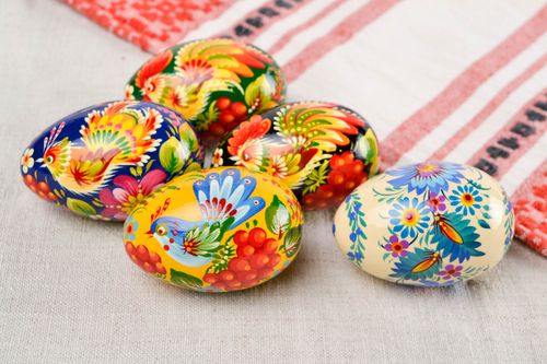 Handmade Easter eggs 5 pieces wooden Easter egg Easter decor decorative use only - MADEheart.com