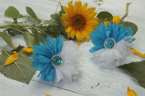 Élastiques à cheveux fait main fleur Bijou cheveux Accessoire fille 2 pièces - MADEheart.com