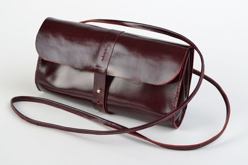 Borsetta in cuoio fatta a mano borsa da donna originale con manico lungo - MADEheart.com