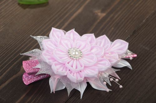 Beautiful homemade flower hair clip designer barrette unusual flowers in hair - MADEheart.com