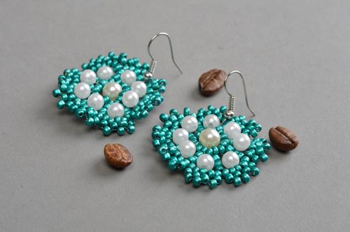 Bright beaded earrings stylish jewelry with charms designer present for girls - MADEheart.com