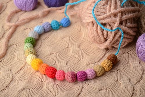 Multi-colored hand crocheted bead necklace - MADEheart.com