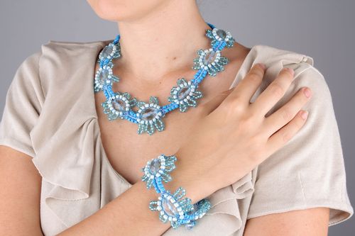 Blaues Schmuck Set (Armband und Collier) - MADEheart.com