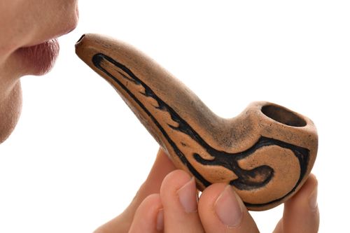 Handmade tobacco pipe clay smoking pipe gift for men handmade clay pipe - MADEheart.com