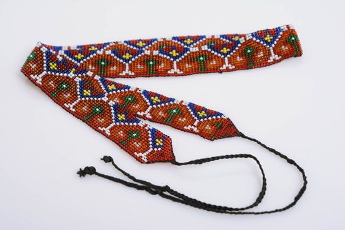 Handmade beaded belt with pattern for tunic beautiful designer accessory  - MADEheart.com