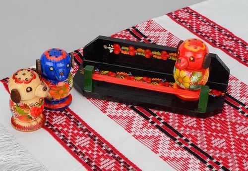 Set para especias pintado Perritos en soporte negro - MADEheart.com