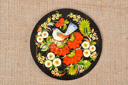 Imán de madera contrachapada para nevera artesanal con pintura de Petrykivka - MADEheart.com