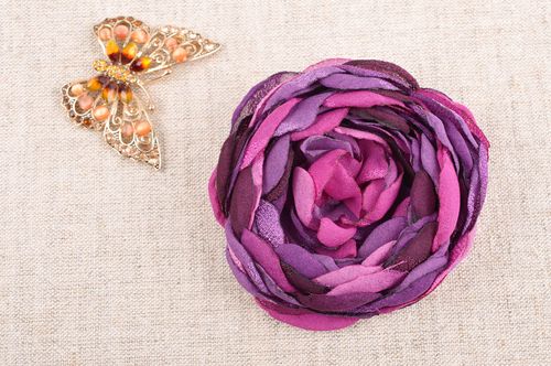 Brooch jewelry handmade fabric flowers violet brooch pin gifts for girlfriend - MADEheart.com